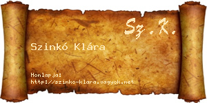Szinkó Klára névjegykártya